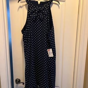 Blue polka dot sleeveless dress